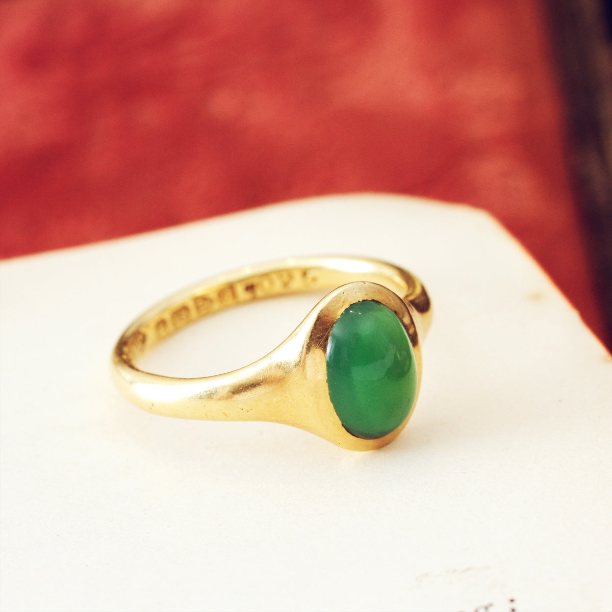 Rare Date 1909 Arts & Crafts Chalcedony Ring