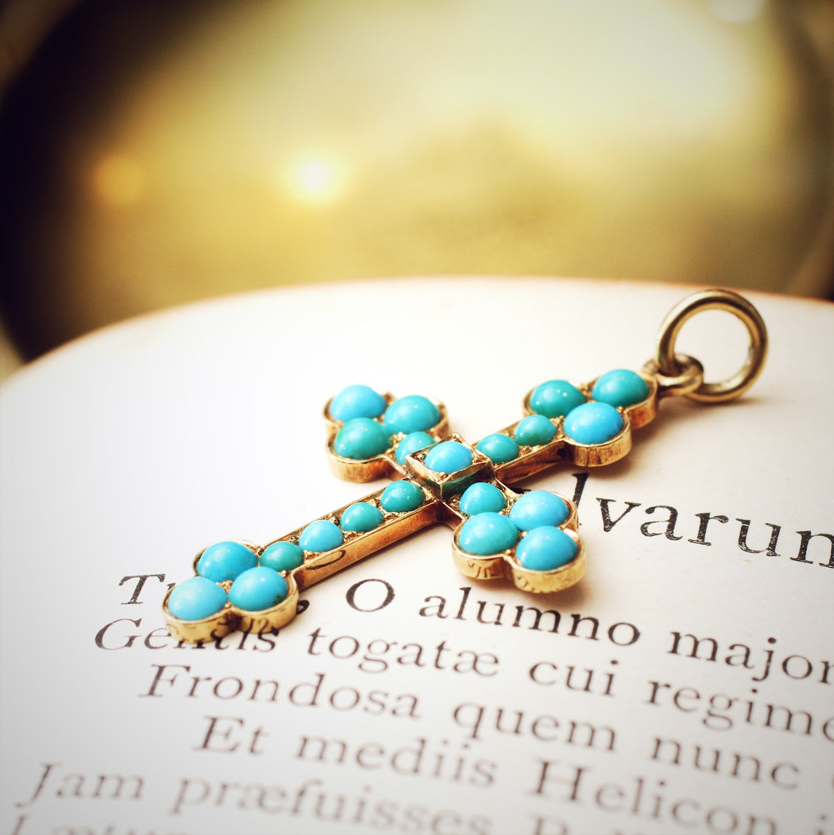 Fine Antique Victorian Turquoise Cross Pendant