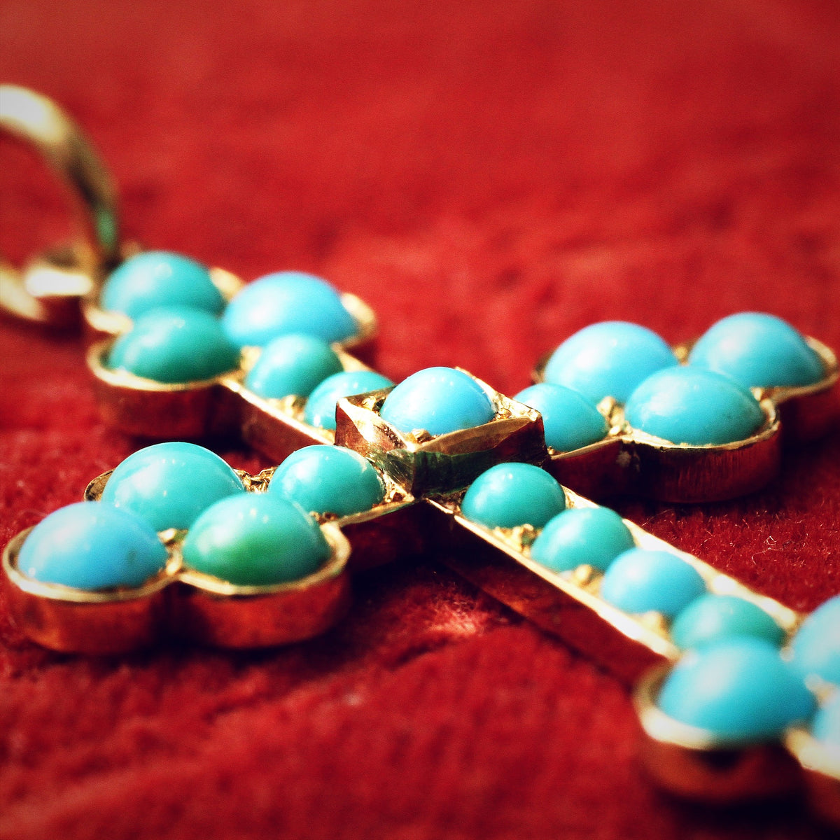 Fine Antique Victorian Turquoise Cross Pendant