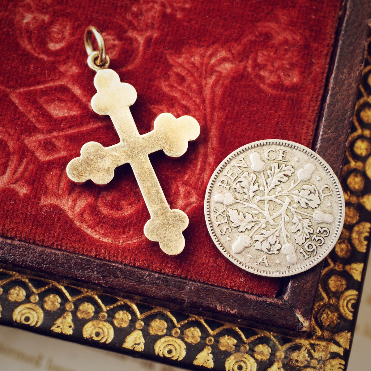 Fine Antique Victorian Turquoise Cross Pendant