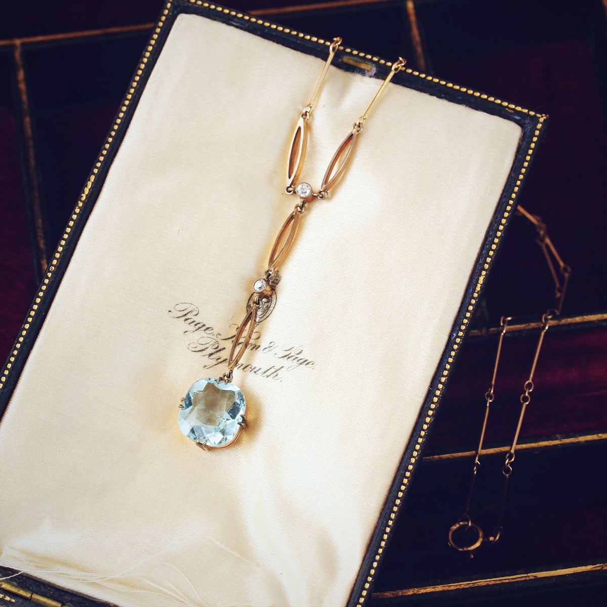 Edwardian Aquamarine & Diamond Lavaliere Necklace