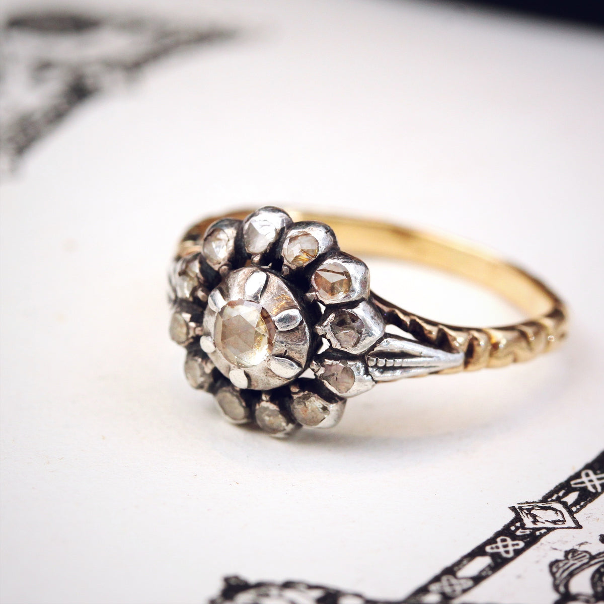 Rose Cut Diamond Cluster Ring