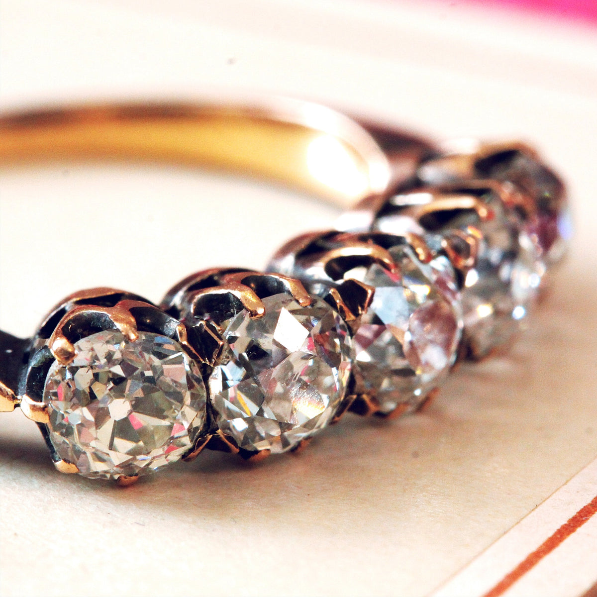 Rose Gold Old Cut Diamond 5 Stone Ring