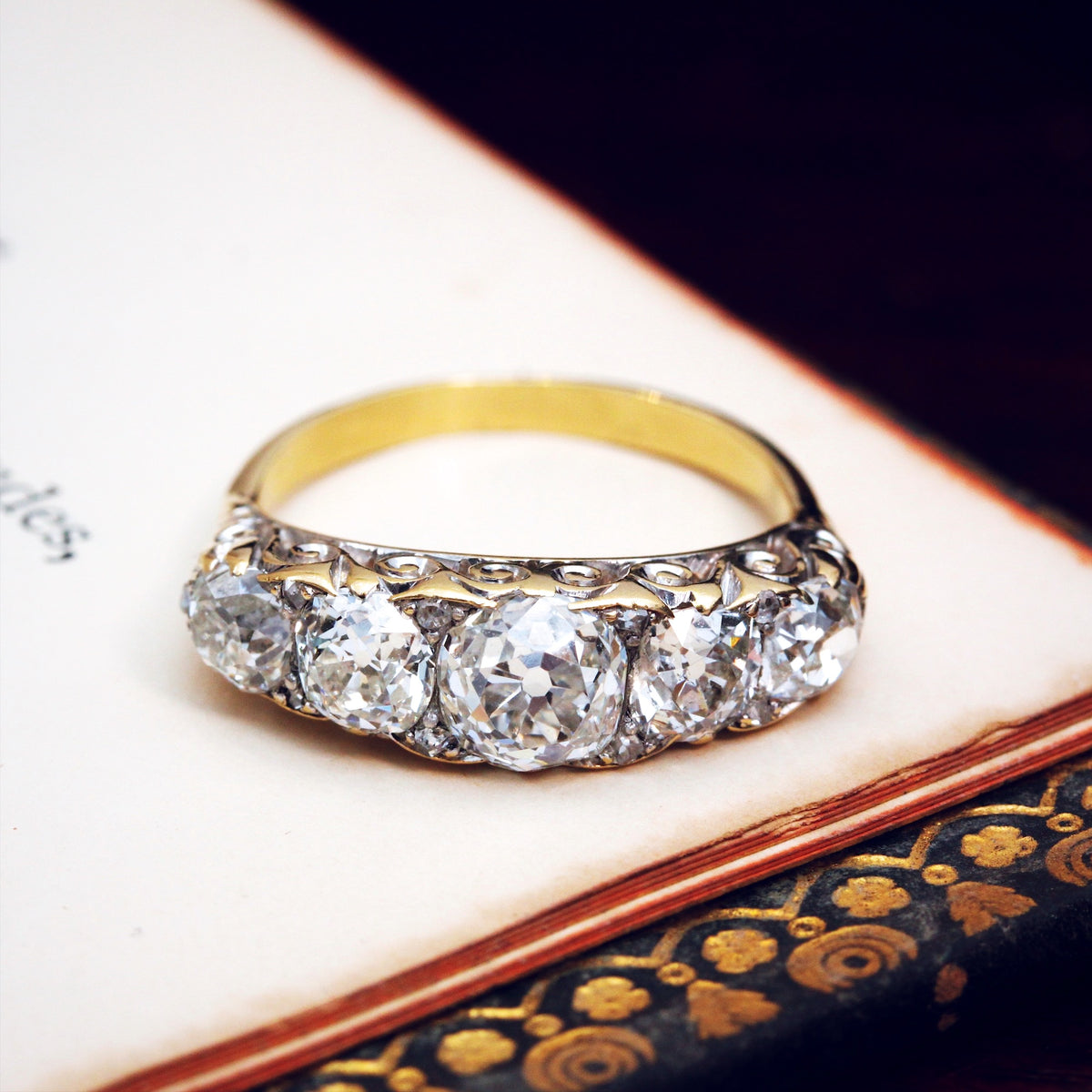 Behold her Majesty! Late Victorian 4ct Diamond Half Hoop Ring