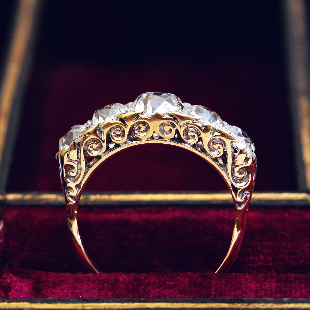 Behold her Majesty! Late Victorian 4ct Diamond Half Hoop Ring