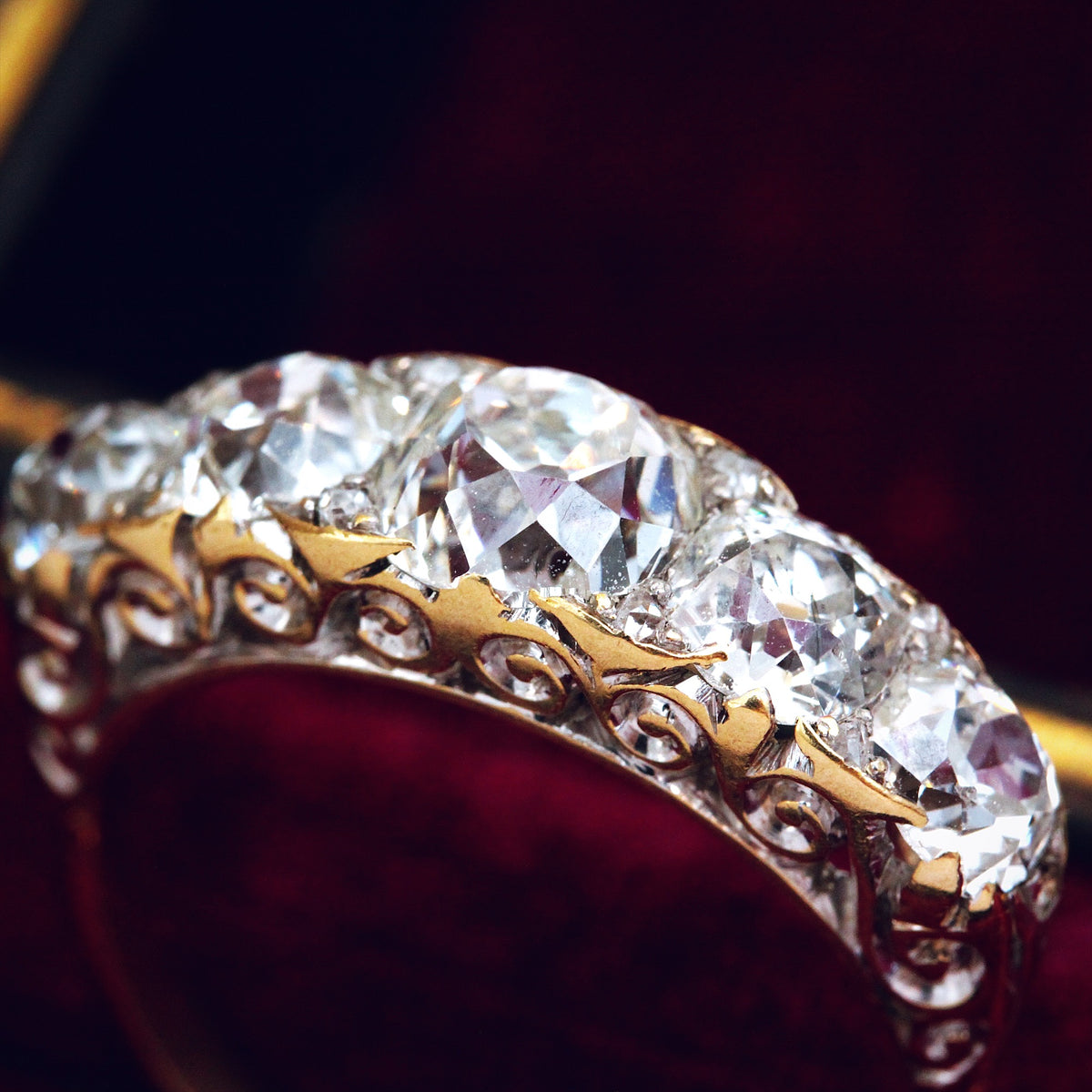 Behold her Majesty! Late Victorian 4ct Diamond Half Hoop Ring