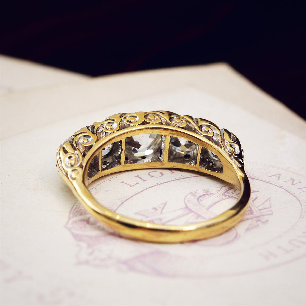 Behold her Majesty! Late Victorian 4ct Diamond Half Hoop Ring