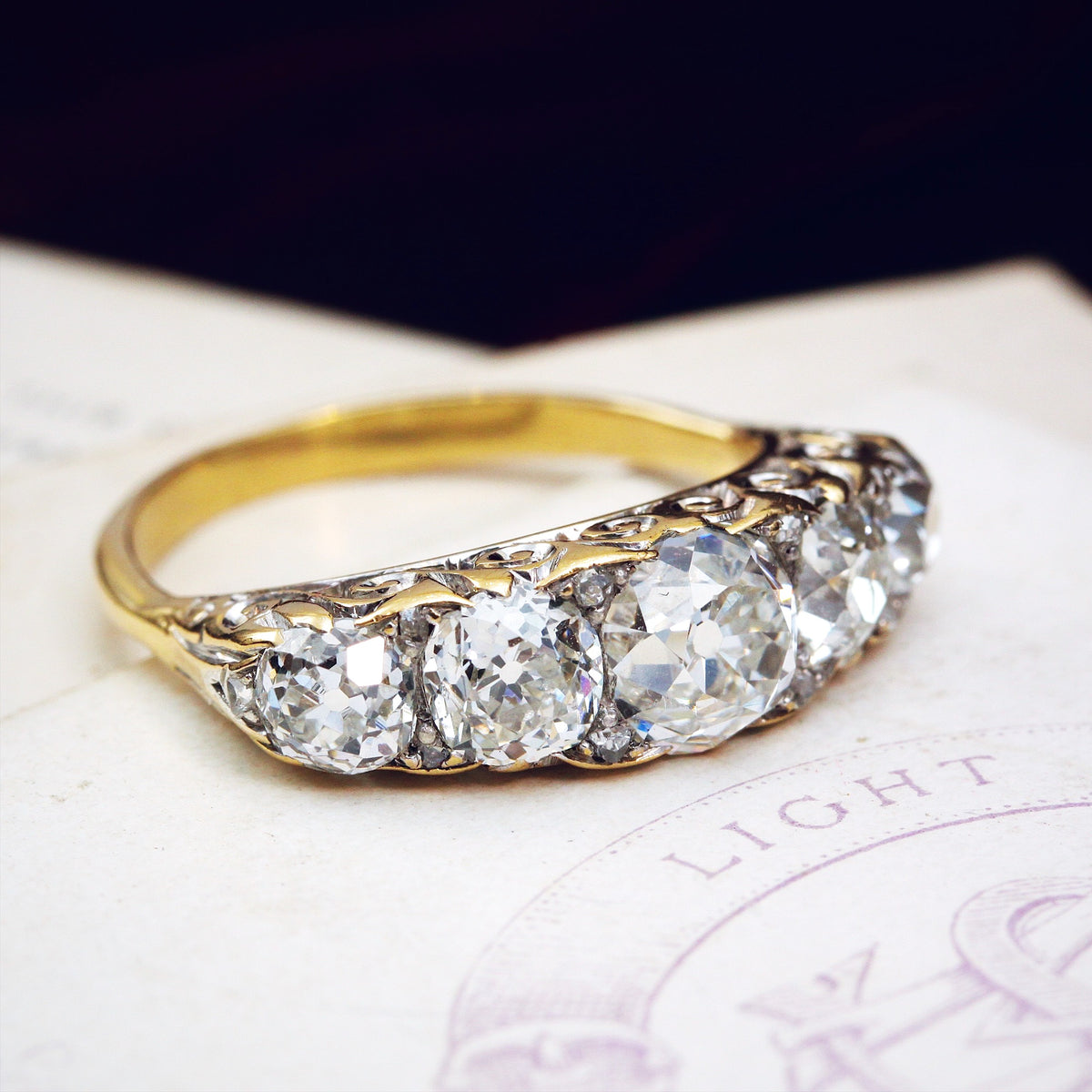 Behold her Majesty! Late Victorian 4ct Diamond Half Hoop Ring