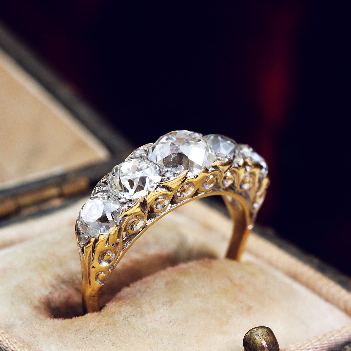 Behold her Majesty! Late Victorian 4ct Diamond Half Hoop Ring