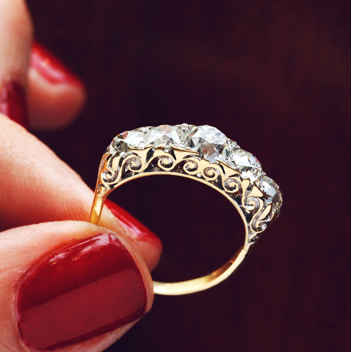 Behold her Majesty! Late Victorian 4ct Diamond Half Hoop Ring