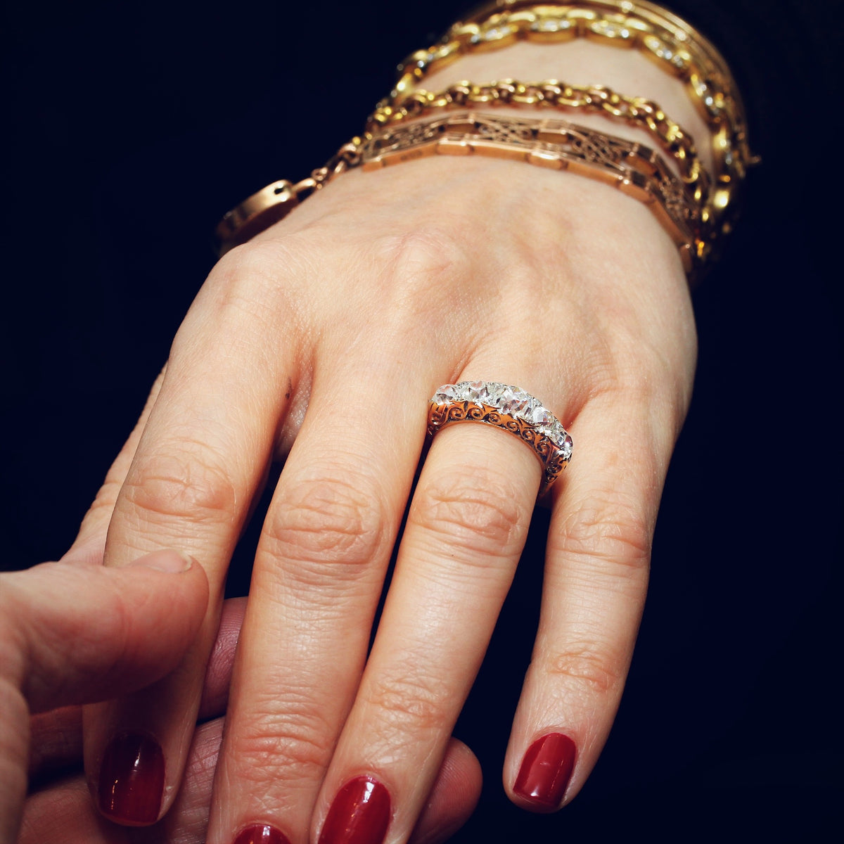 Behold her Majesty! Late Victorian 4ct Diamond Half Hoop Ring