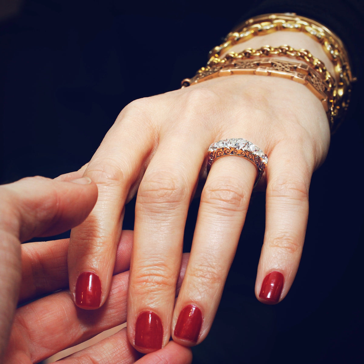 Behold her Majesty! Late Victorian 4ct Diamond Half Hoop Ring