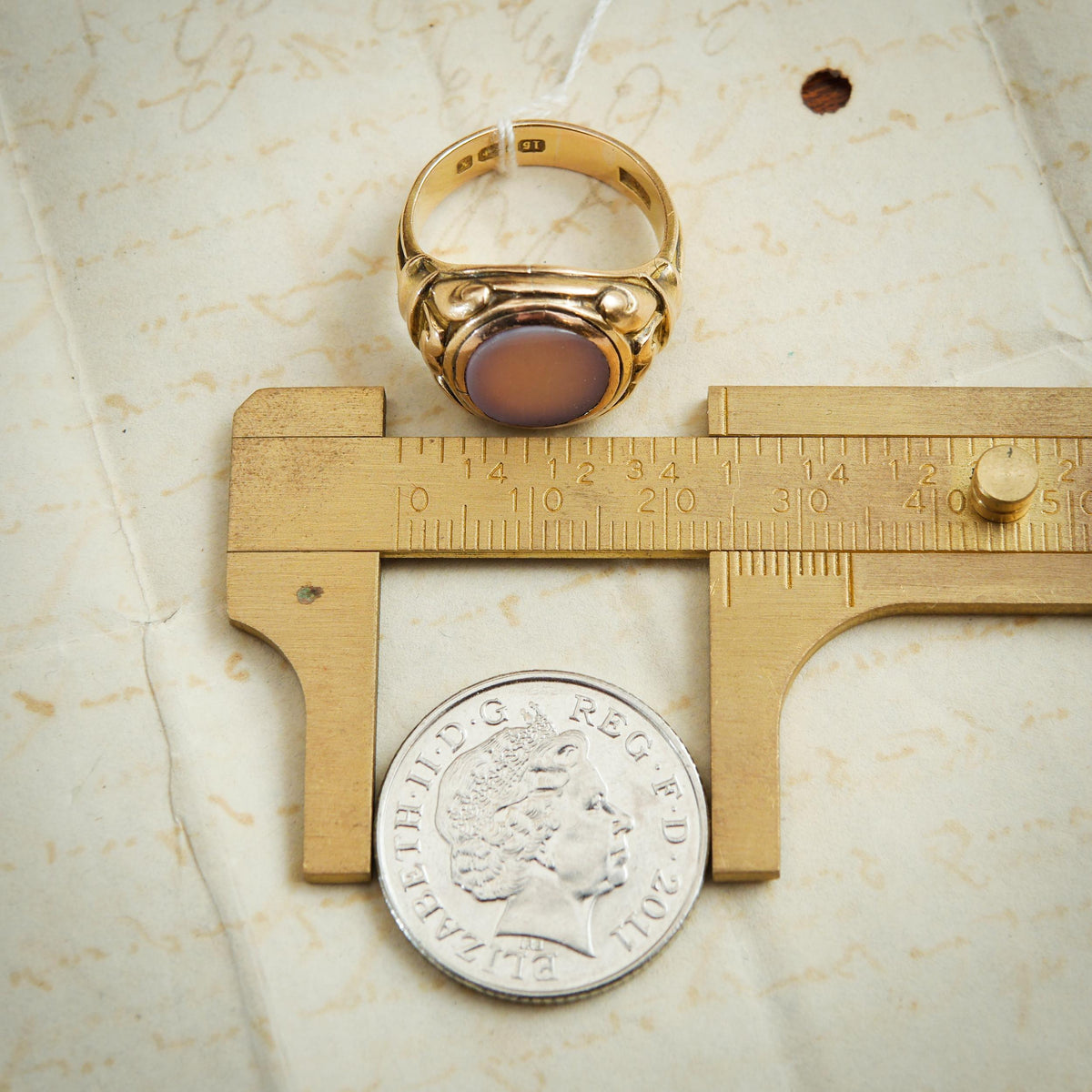 Impressive Date 1922 Gents 15ct Sardonyx Signet Ring