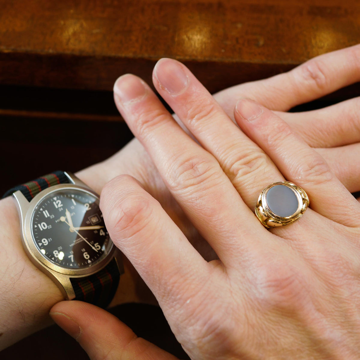 Impressive Date 1922 Gents 15ct Sardonyx Signet Ring