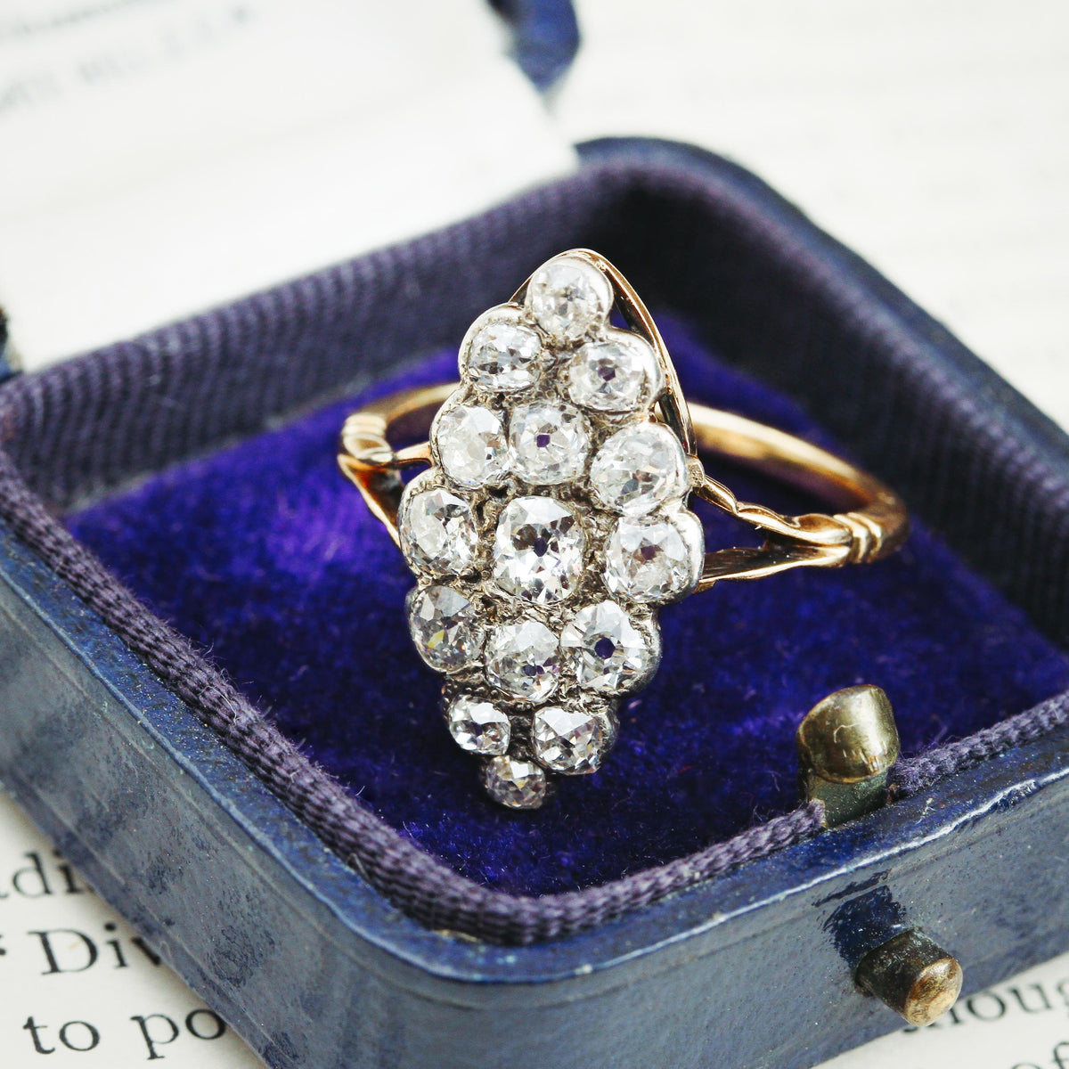 Supreme Majesty! Antique Marquise Diamond Cluster Ring