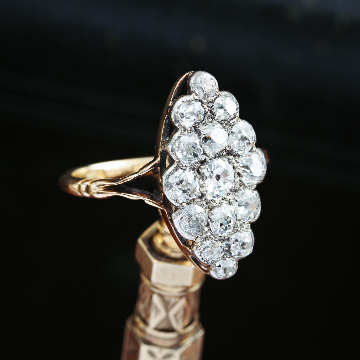 Supreme Majesty! Antique Marquise Diamond Cluster Ring