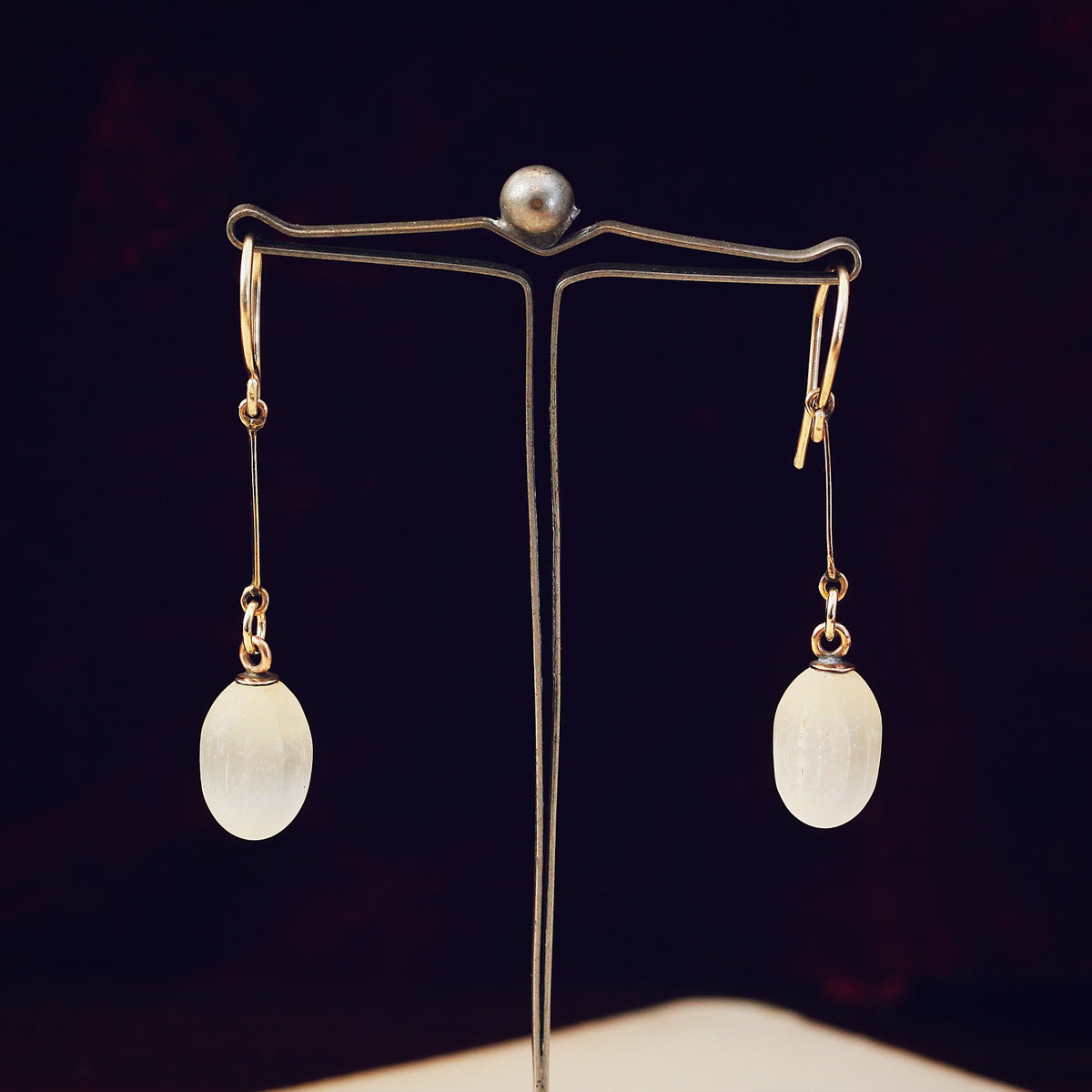 Antique Selenite Drop Earrings