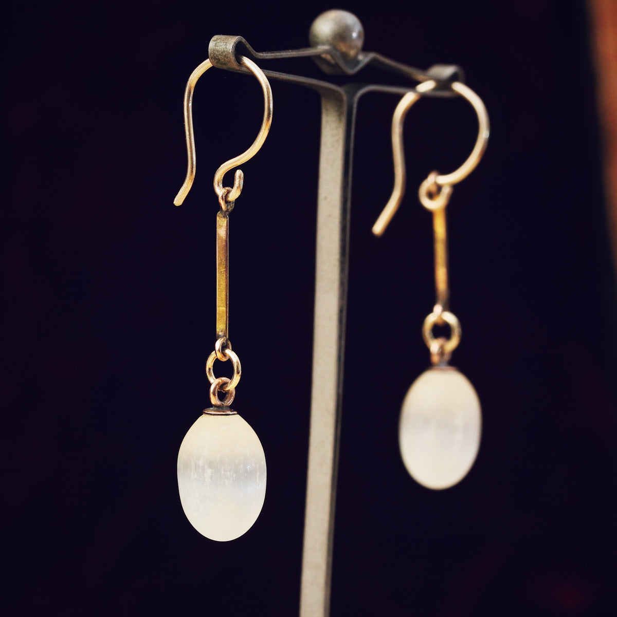 Antique Selenite Drop Earrings