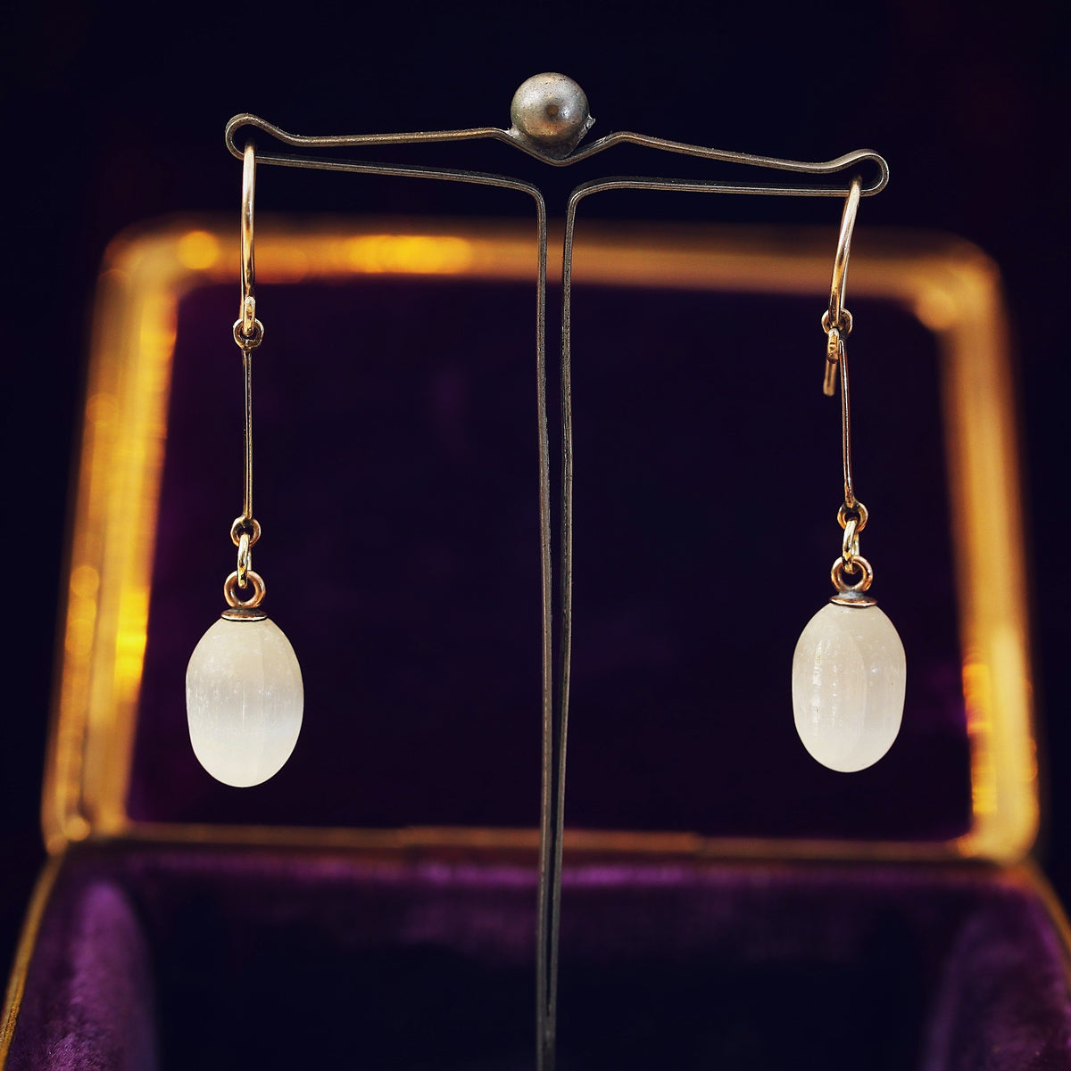 Antique Selenite Drop Earrings