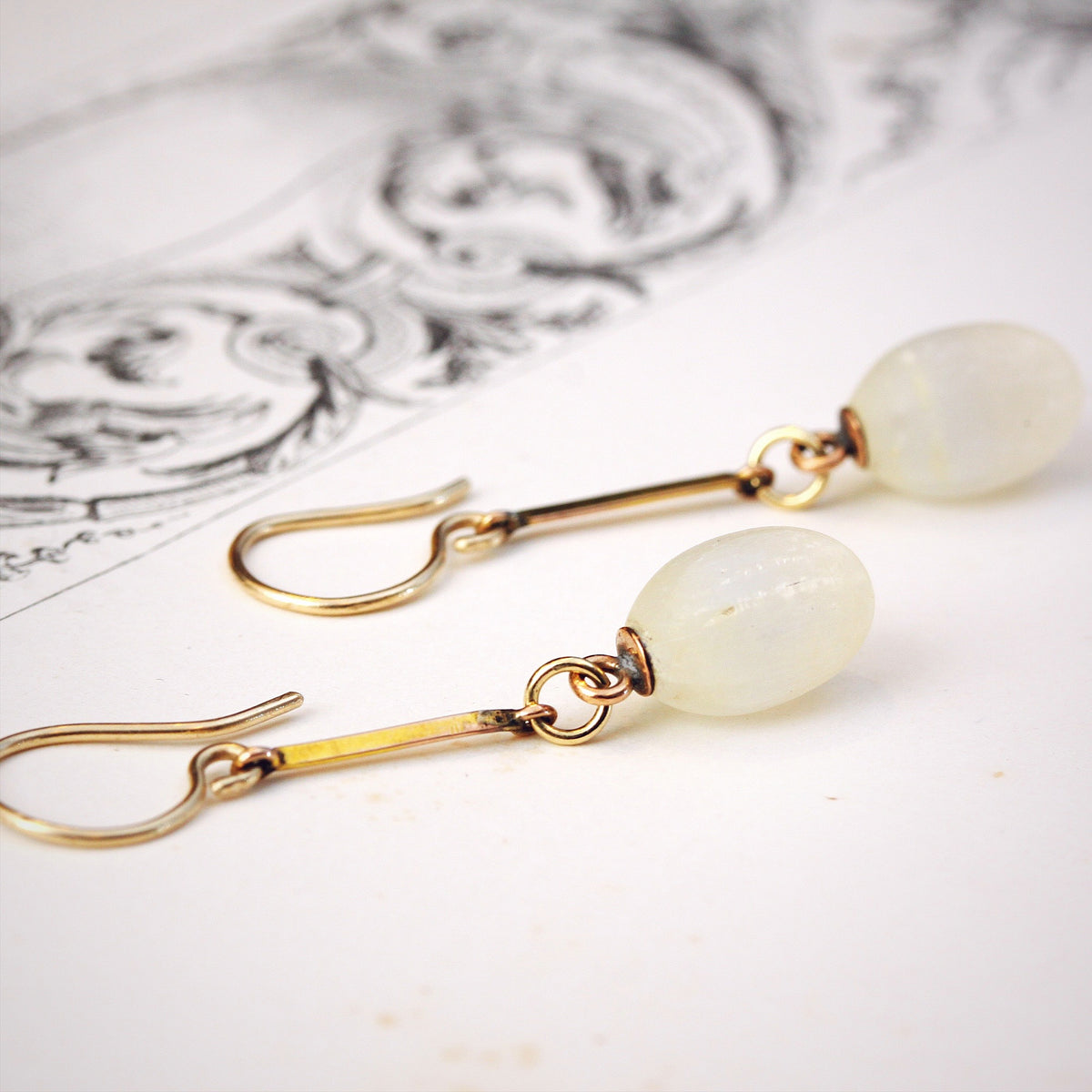 A Graceful Pair of Selenite Drop Earrings