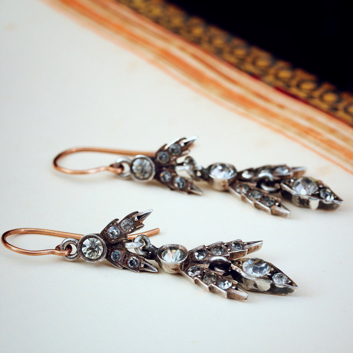 Victorian Paste & Silver Drop Earrings