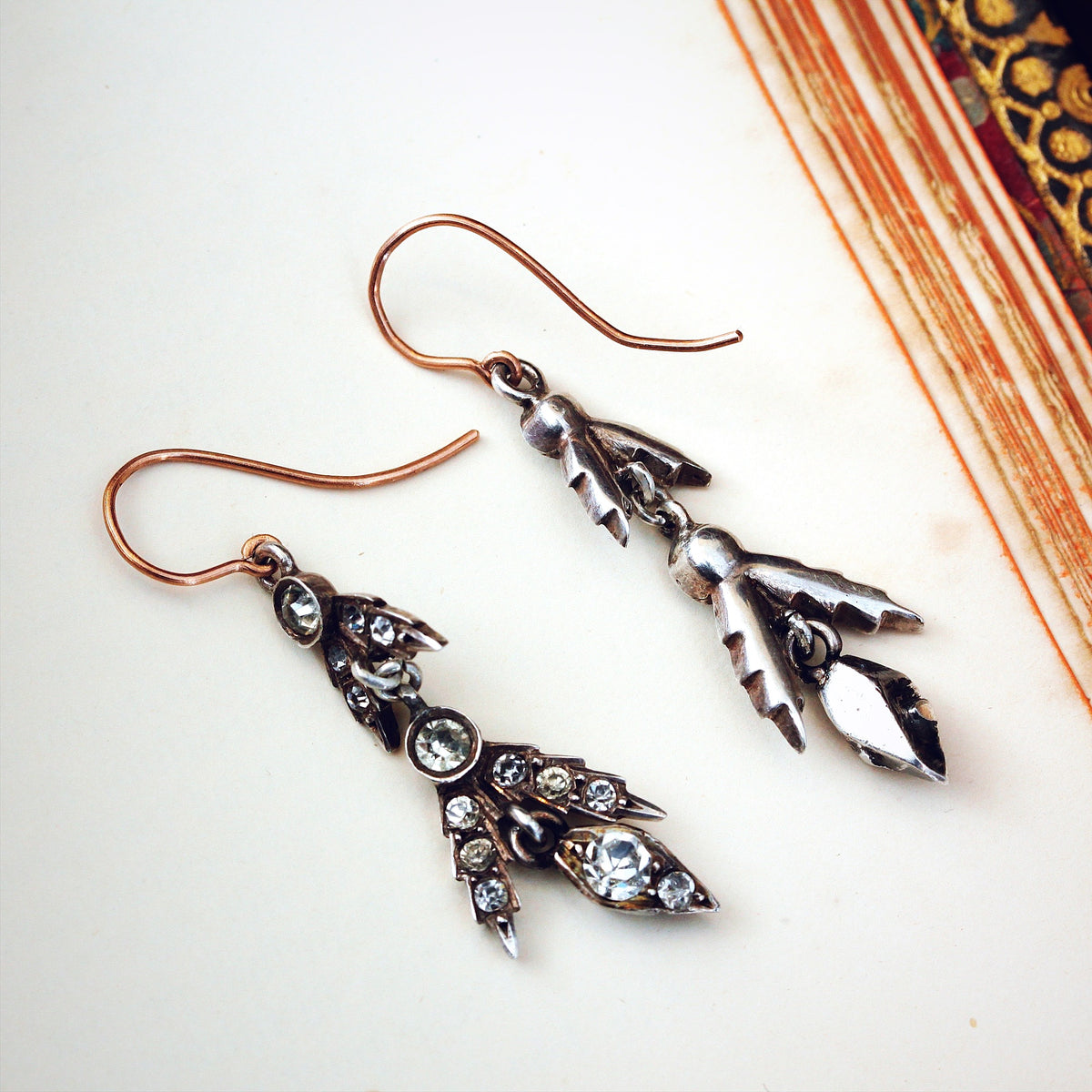 Victorian Paste & Silver Drop Earrings