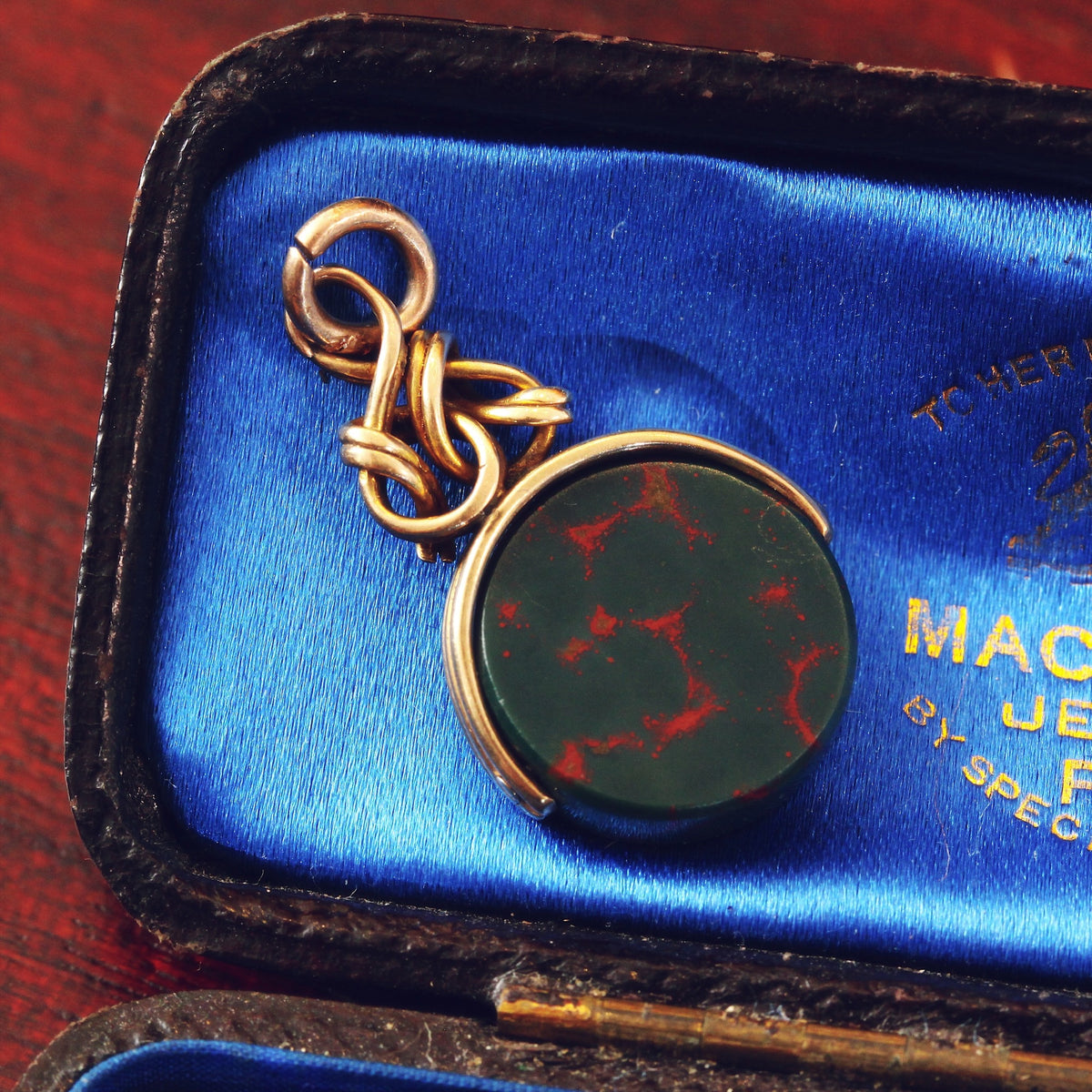 Antique Edwardian Bloodstone Spinner Fob