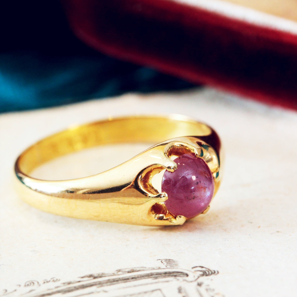 Antique Date 1915 Star Ruby Ring