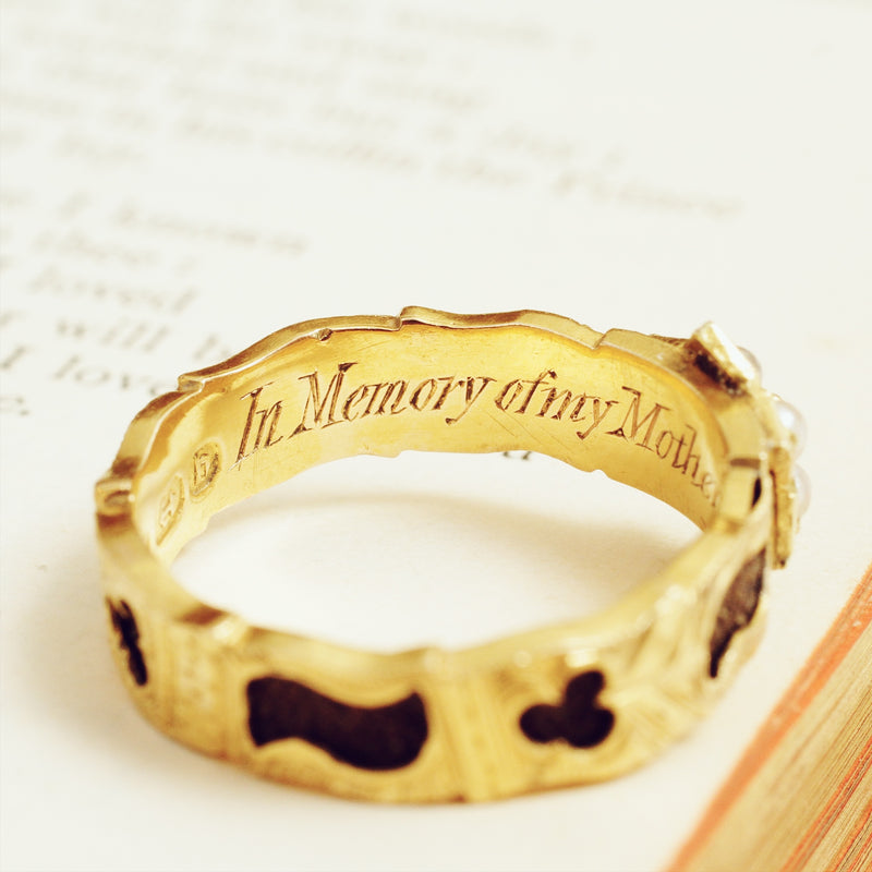 Dearly Preserved Date 1876 Hair Mourning Ring