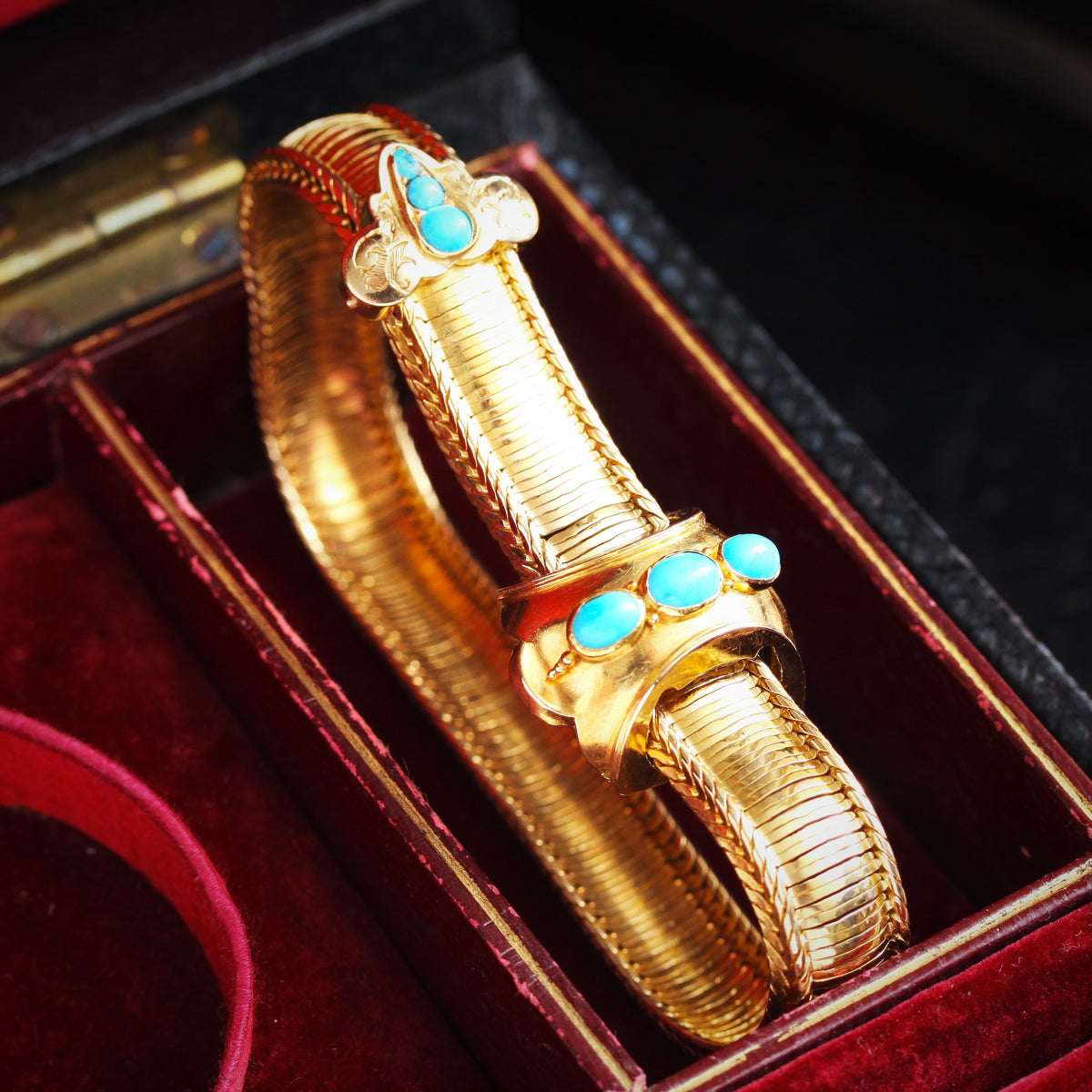 Circa 1860's Victorian Turquoise Buckle Bracelet