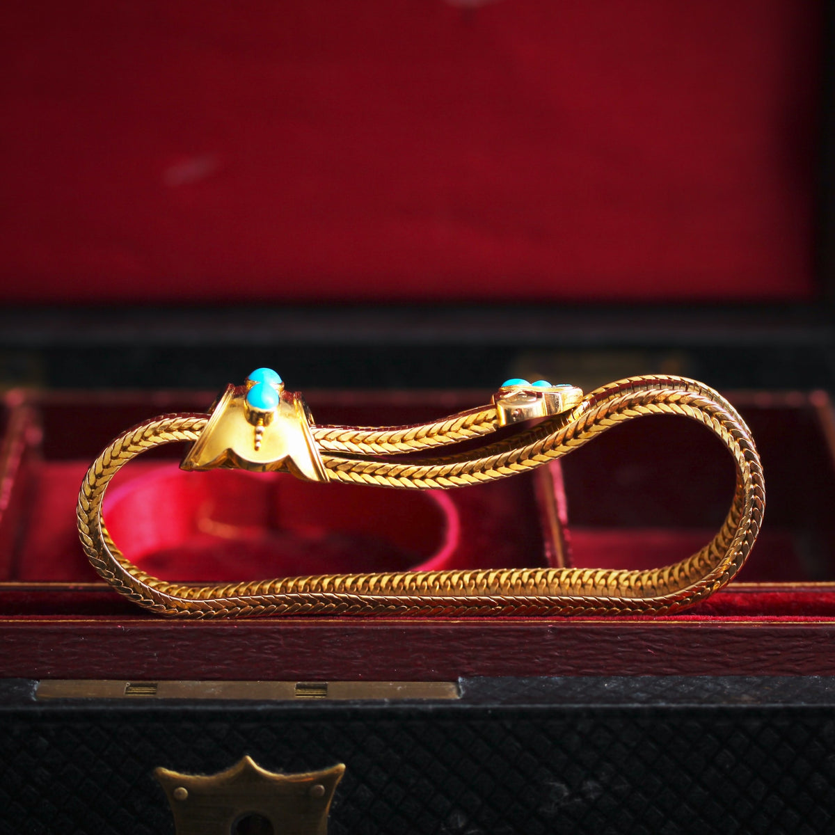 Circa 1860's Victorian Turquoise Buckle Bracelet