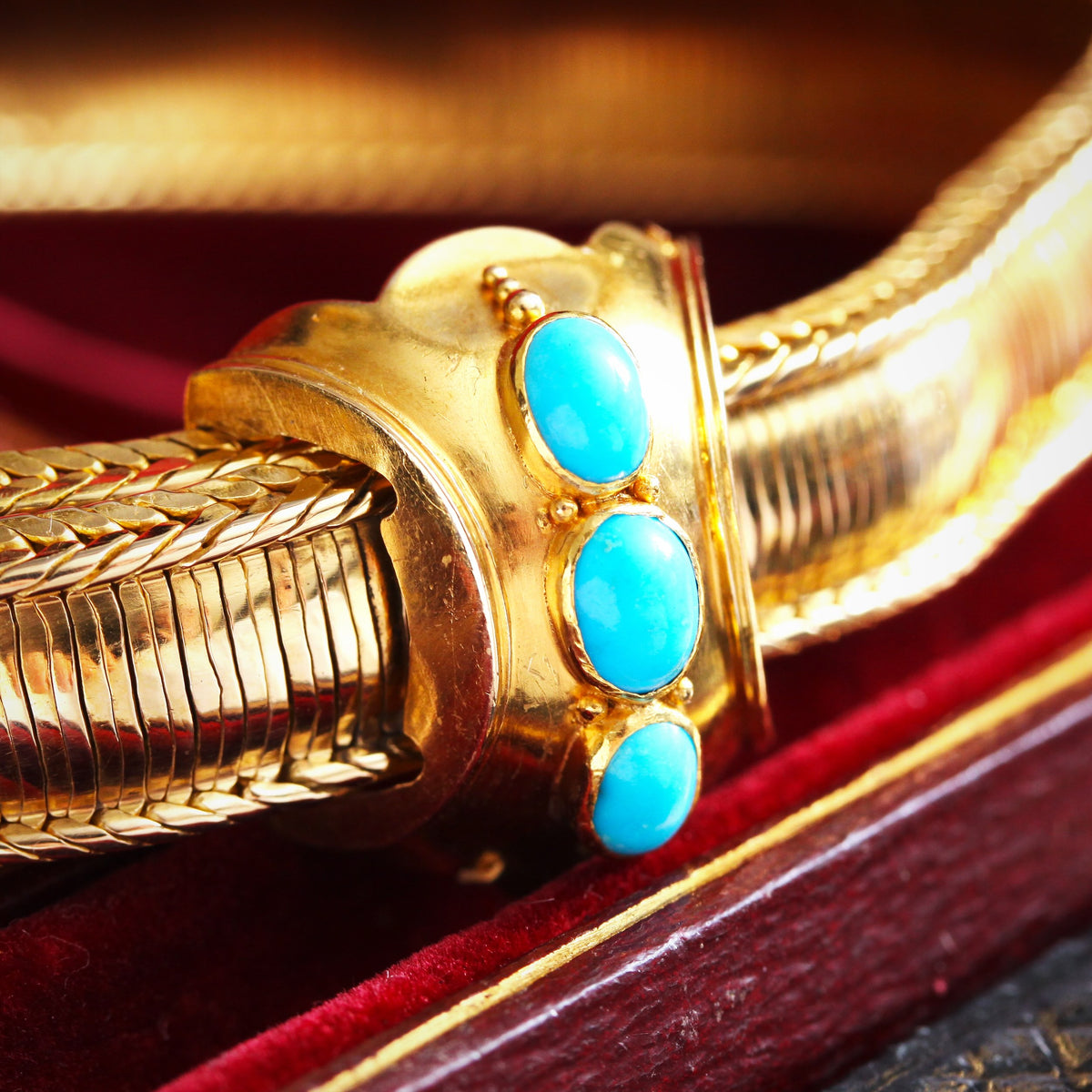 Circa 1860's Victorian Turquoise Buckle Bracelet