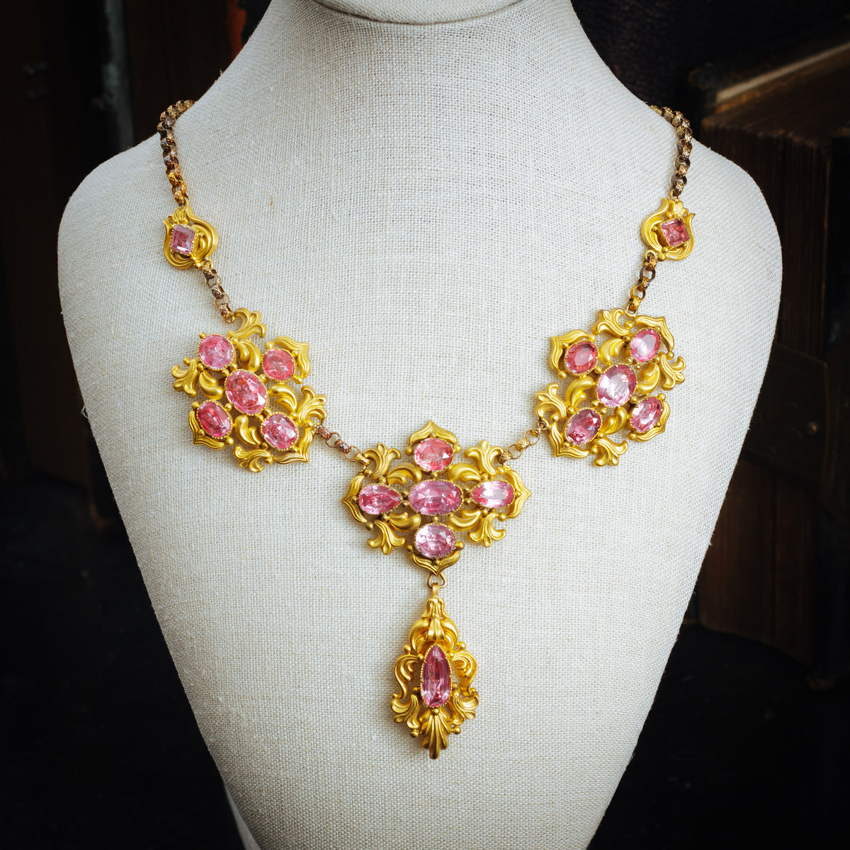 Intoxicating Antique Georgian Foiled Pink Topaz Demi-Parure