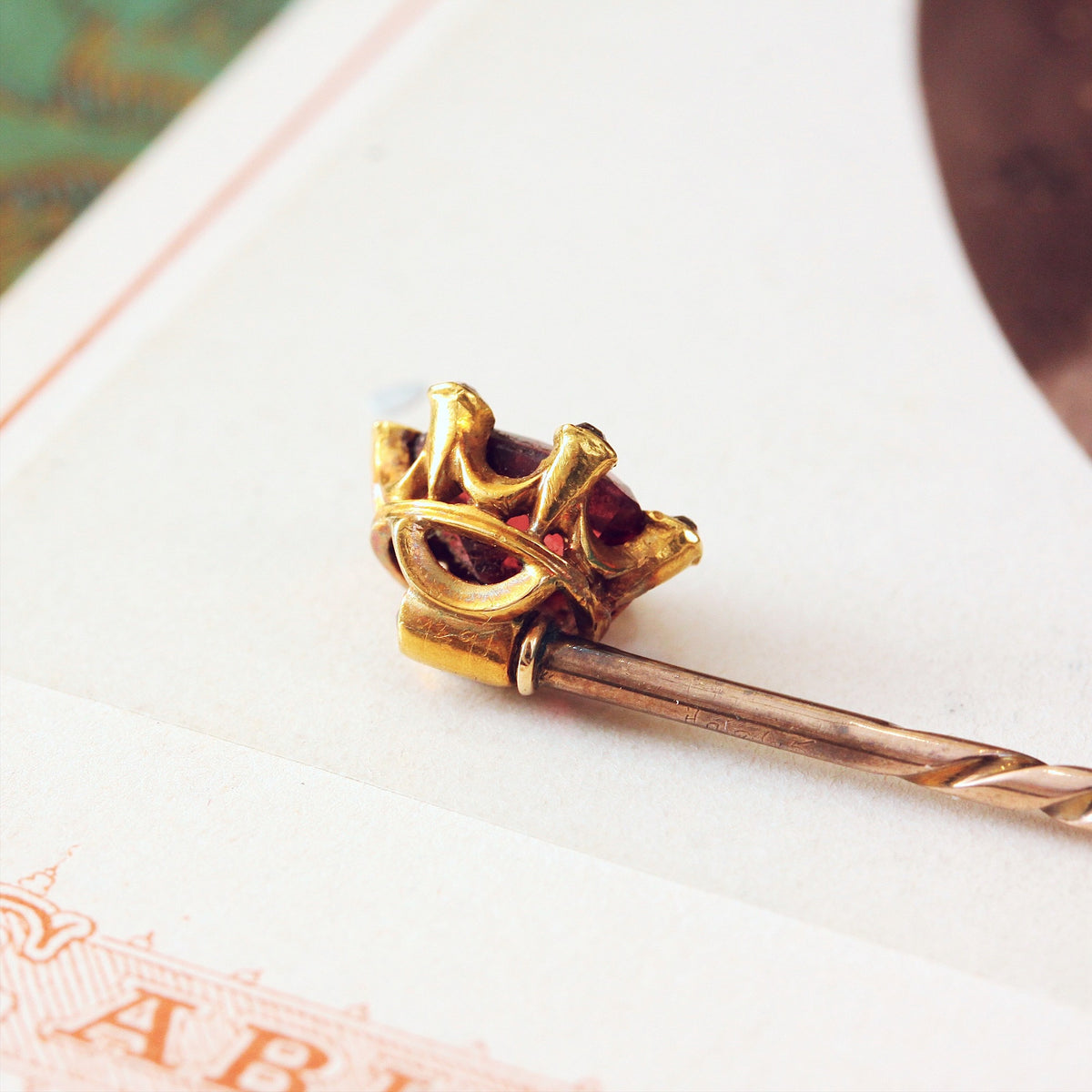 Antique Victorian Garnet & Diamond Stick Pin