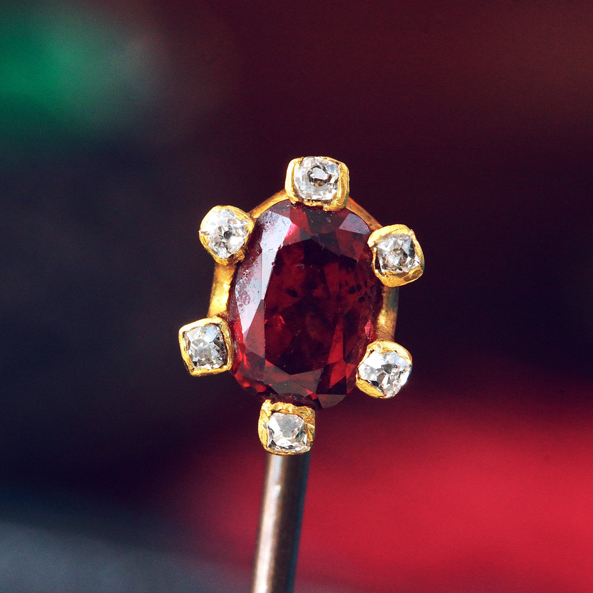 Antique Victorian Garnet & Diamond Stick Pin