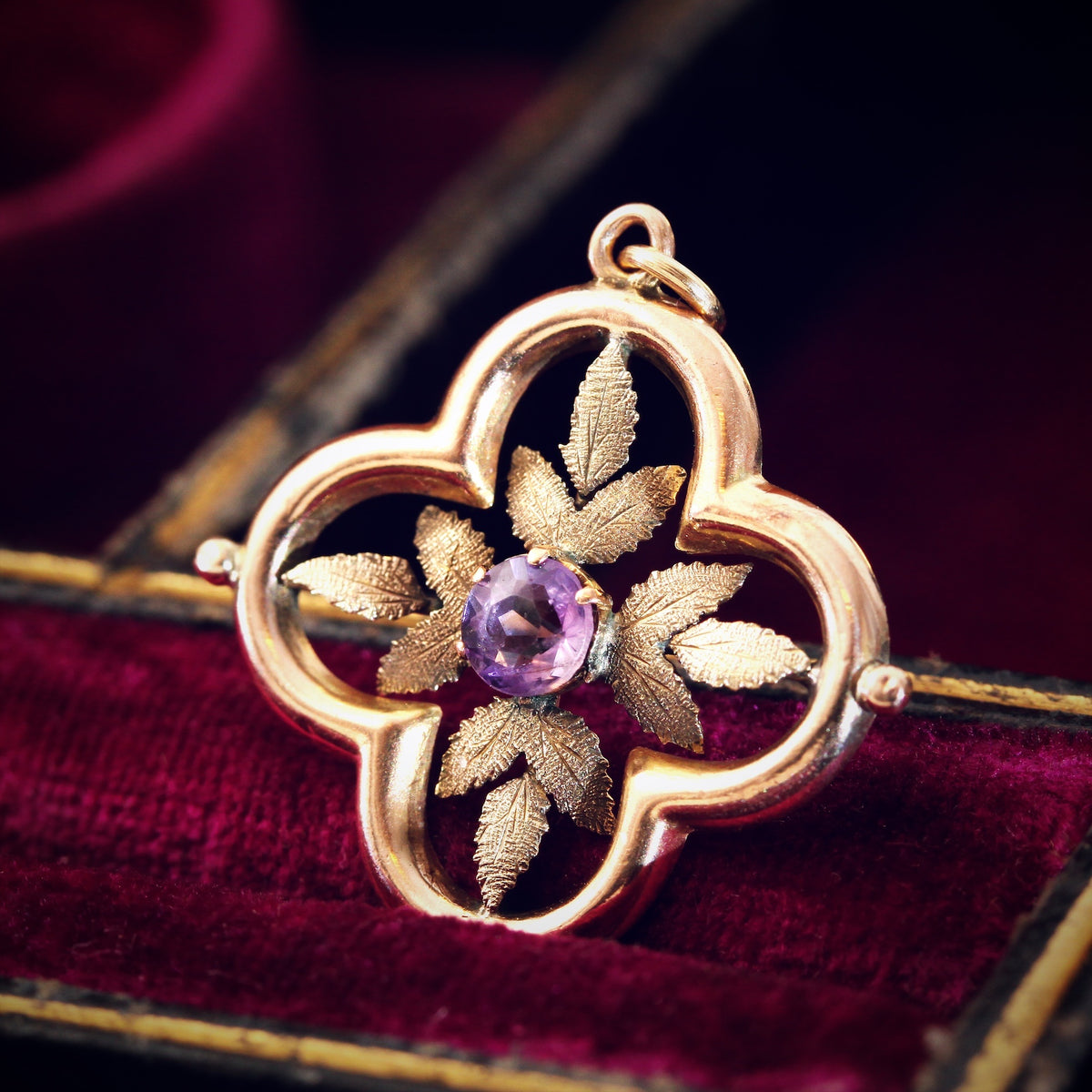 Date 1915 Rose Gold Edwardian Amethyst Pendant