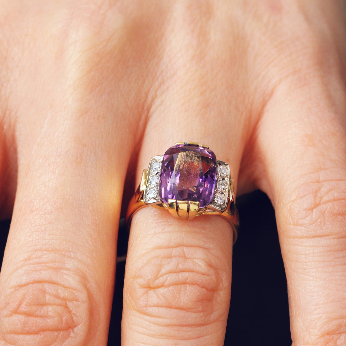 Vintage Amethyst & Diamond Cocktail Ring