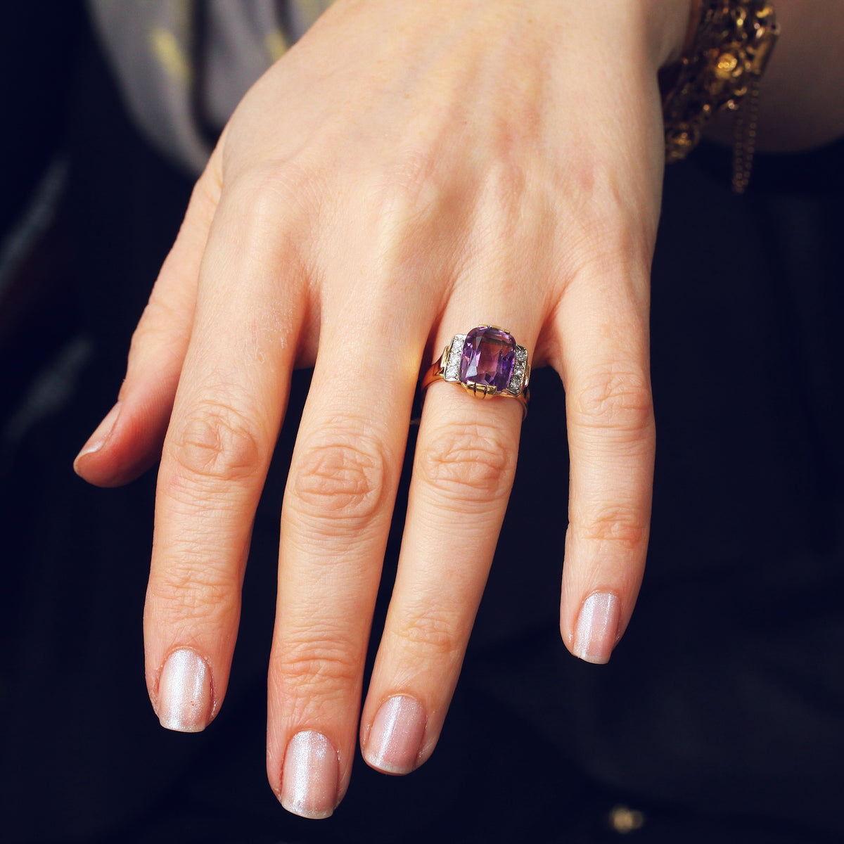 Vintage Amethyst & Diamond Cocktail Ring