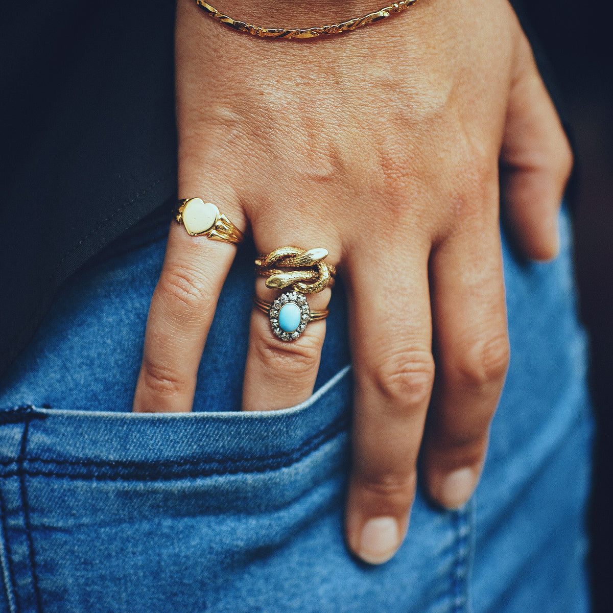 Antique Turquoise and Diamond Ring