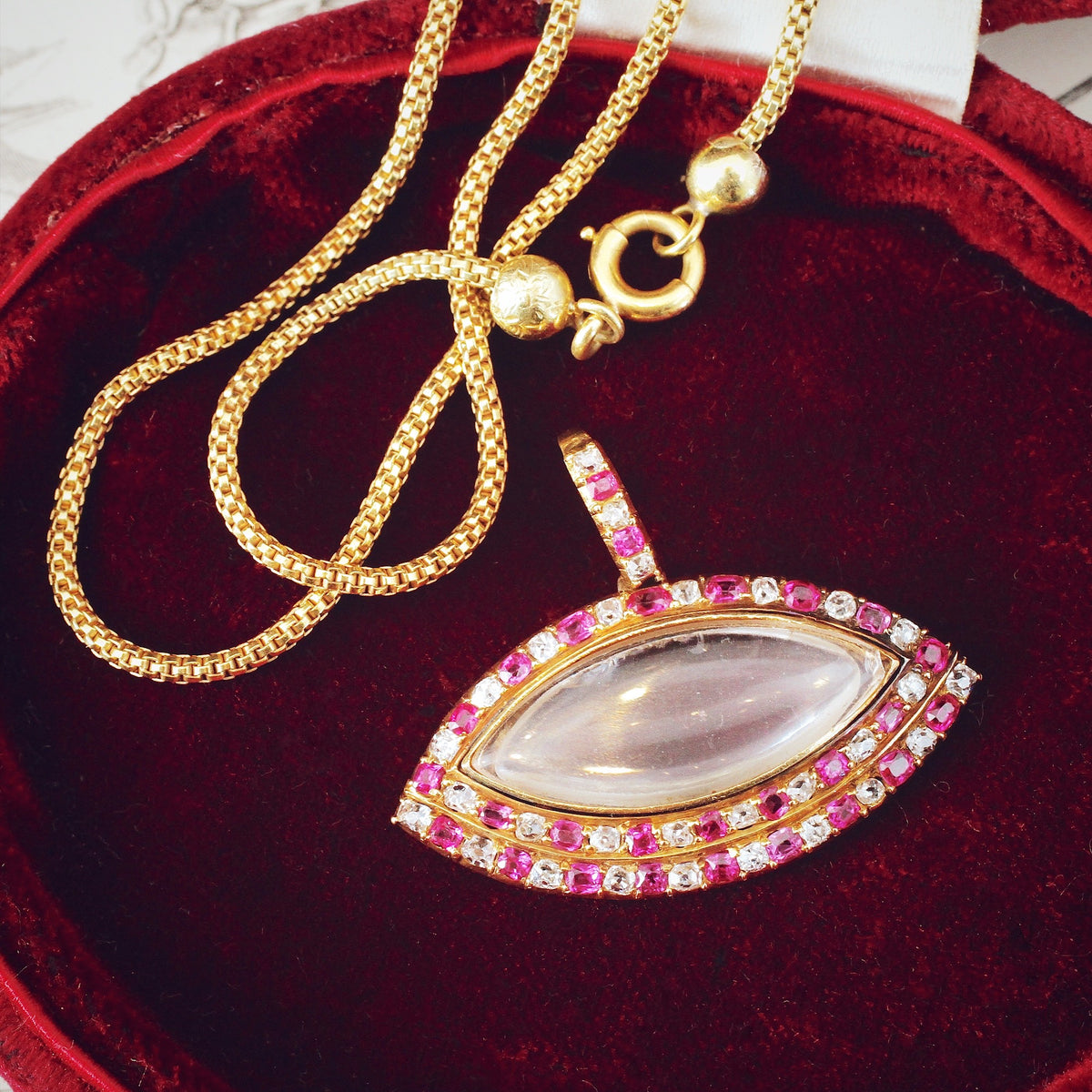 Rare Antique Ruby & Diamond Lover's Eye Locket