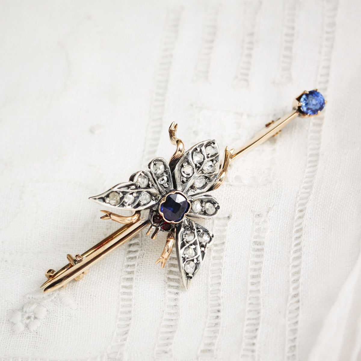 Late Victorian Sapphire & Diamond Butterfly Brooch