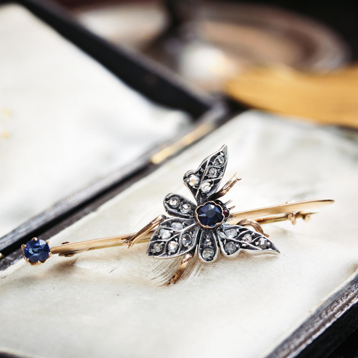 Late Victorian Sapphire & Diamond Butterfly Brooch