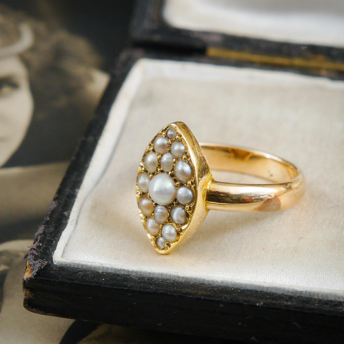 antique natural pearl ring