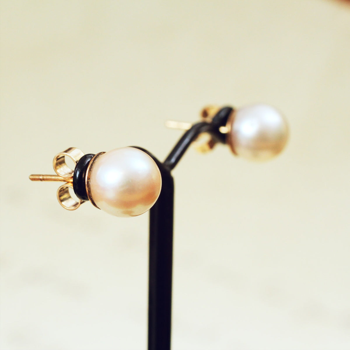 Gently Lustrous Cultured Saltwater Pearl Earring Studs