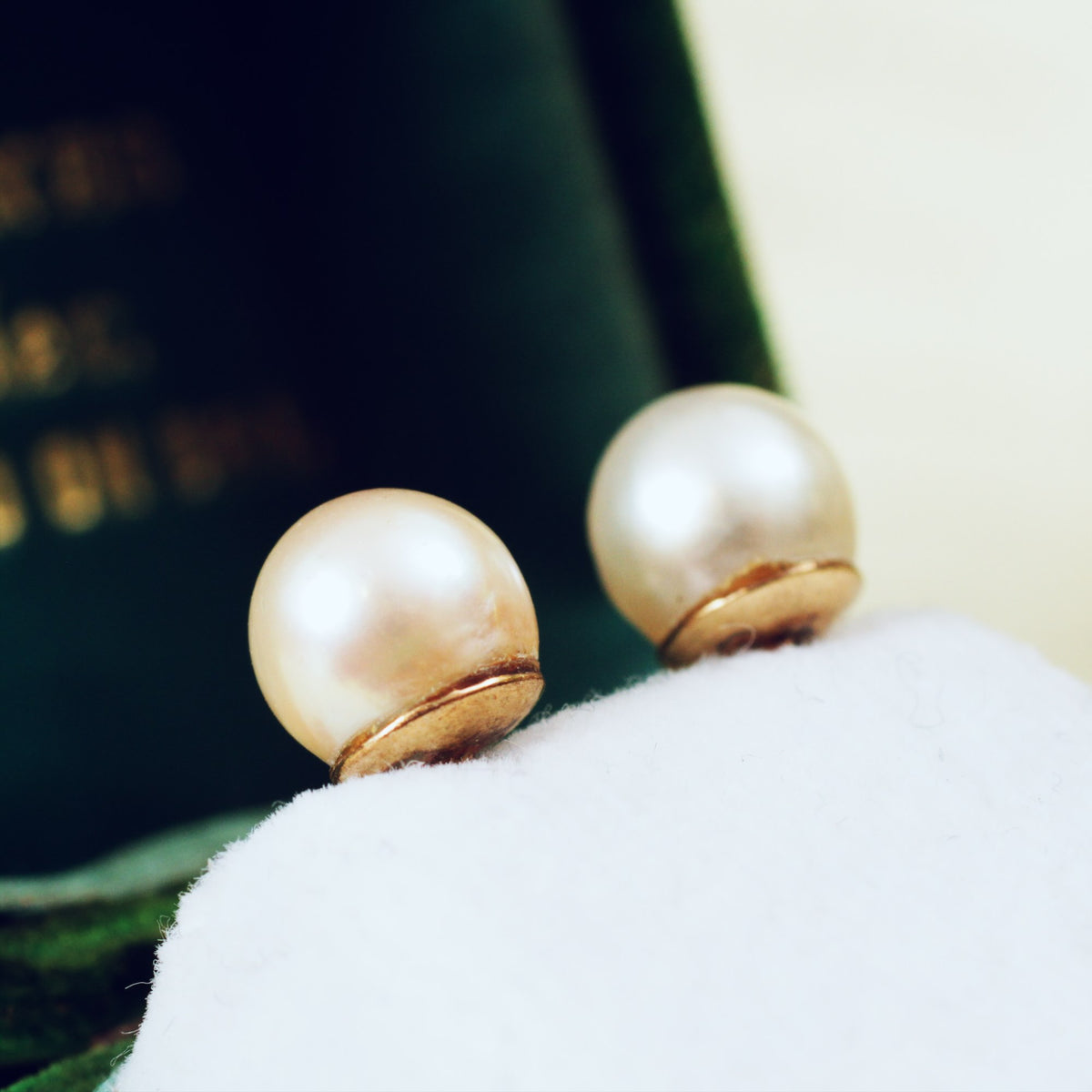 Gently Lustrous Cultured Saltwater Pearl Earring Studs