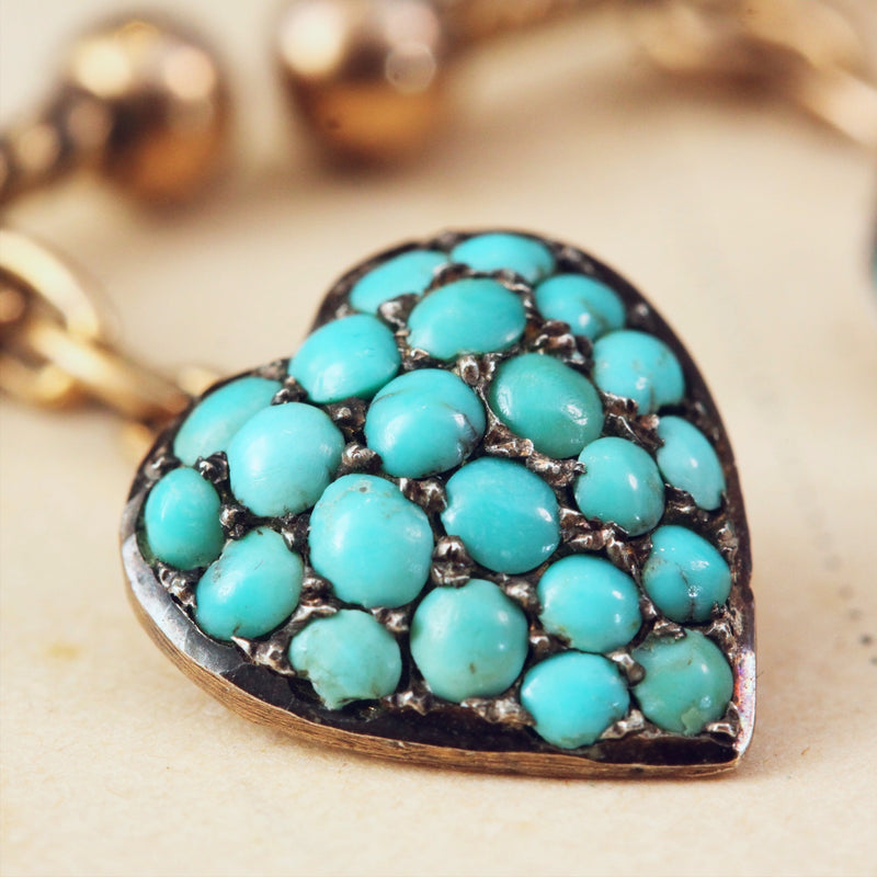 Romantic Victorian Turquoise Heart Cufflinks