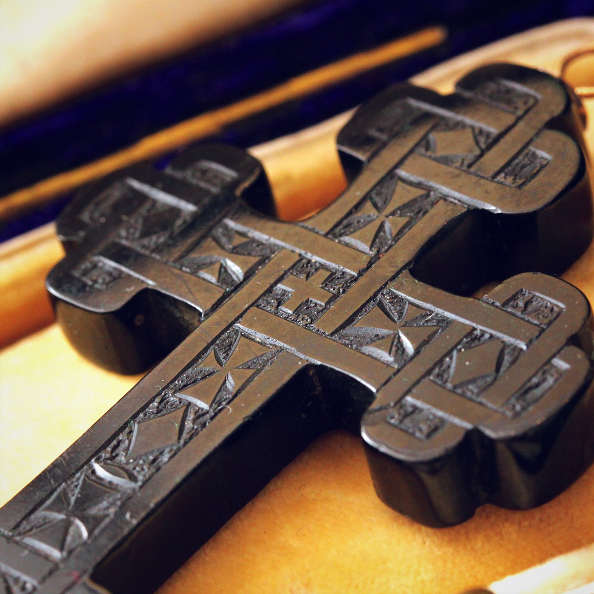 Victorian Whitby Jet Cross Pendant