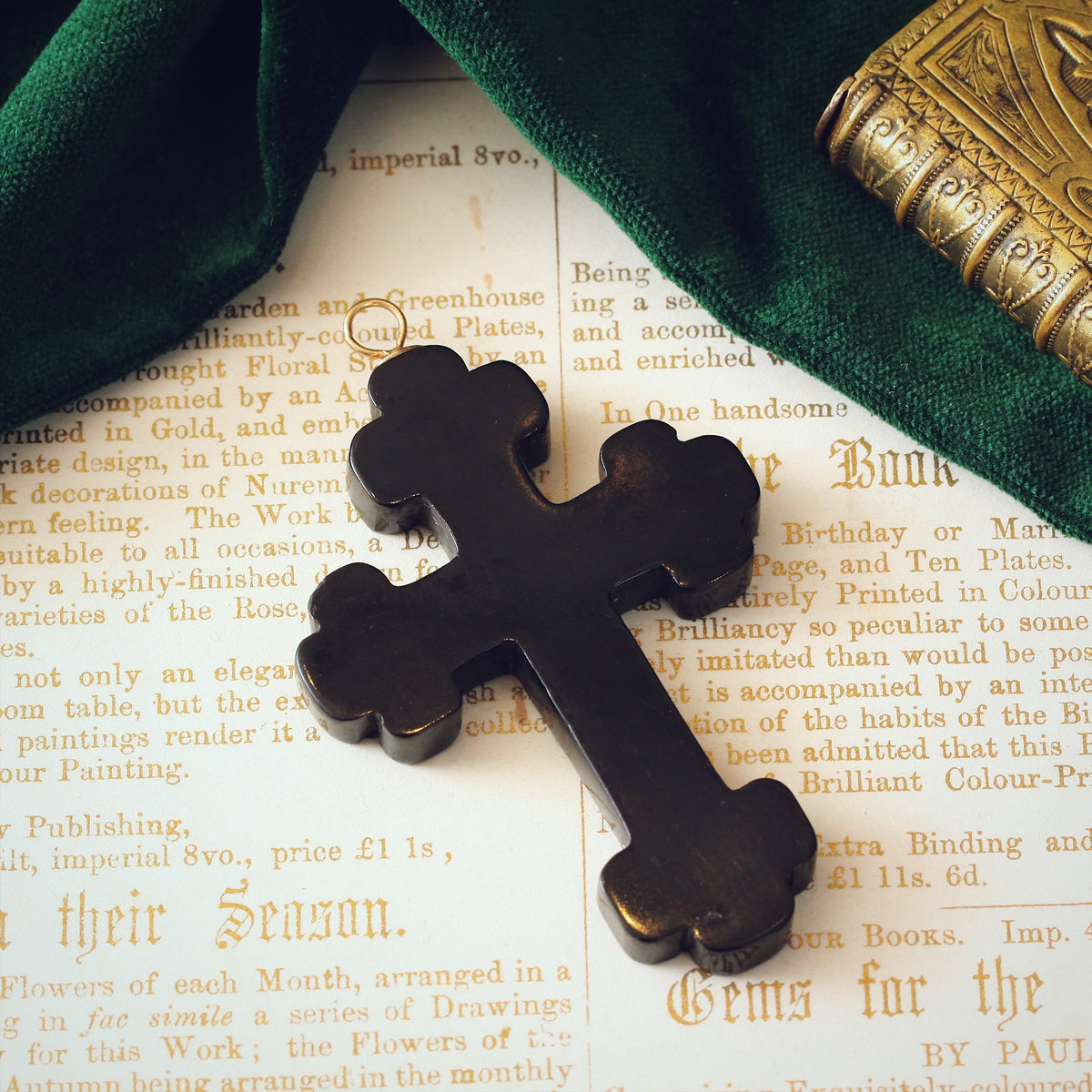 Victorian Whitby Jet Cross Pendant