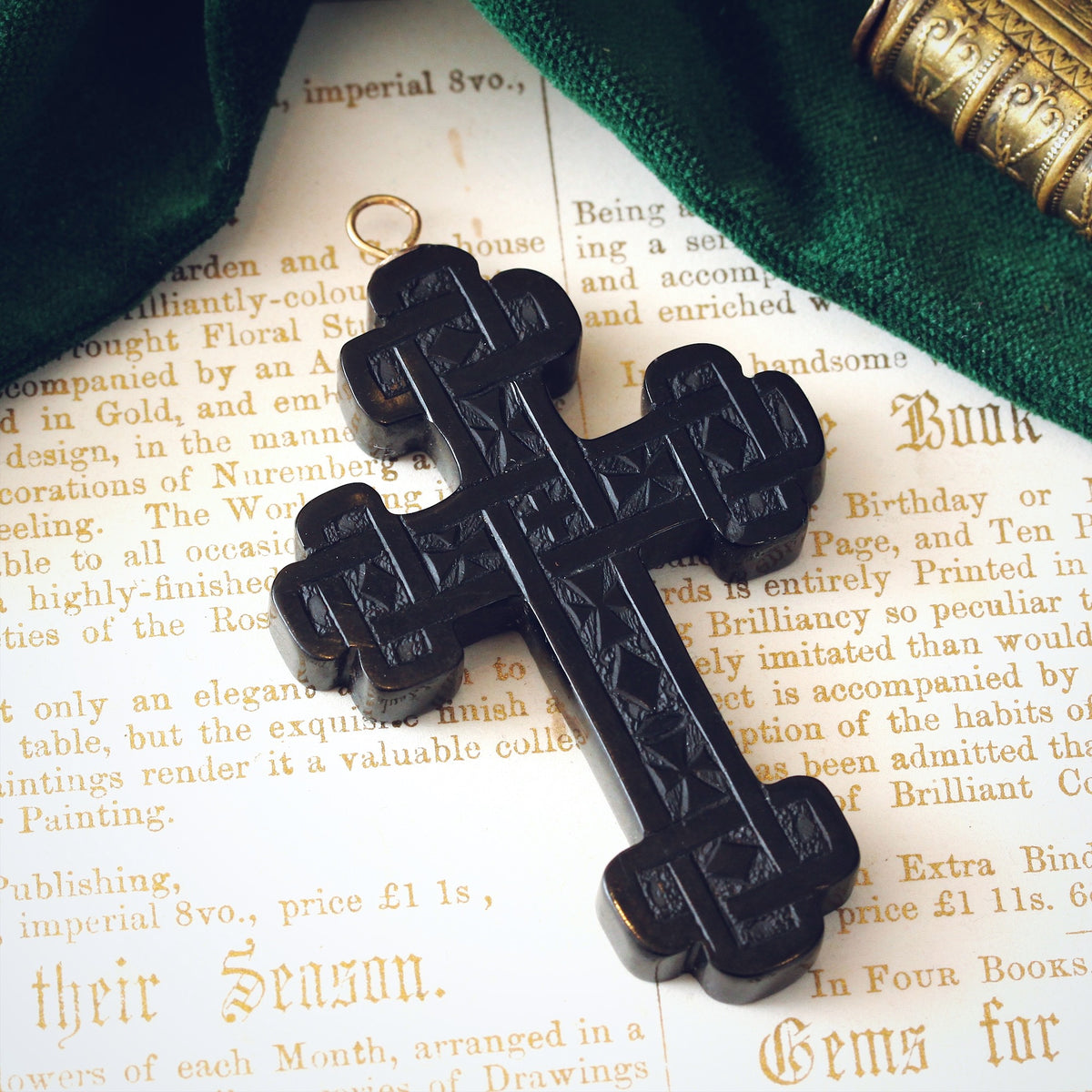 Victorian Whitby Jet Cross Pendant