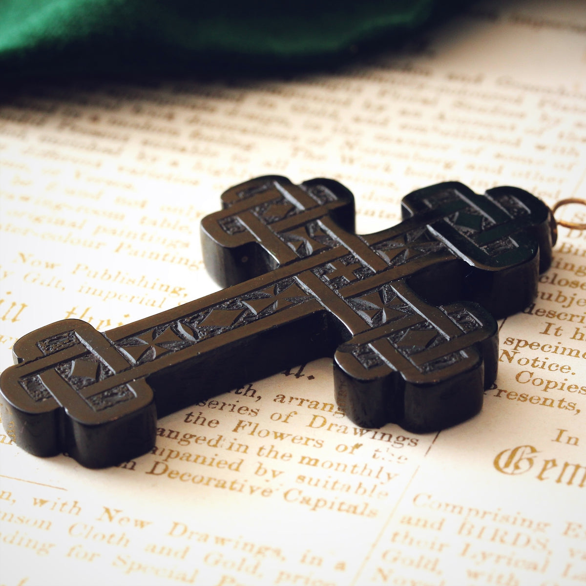 Victorian Whitby Jet Cross Pendant